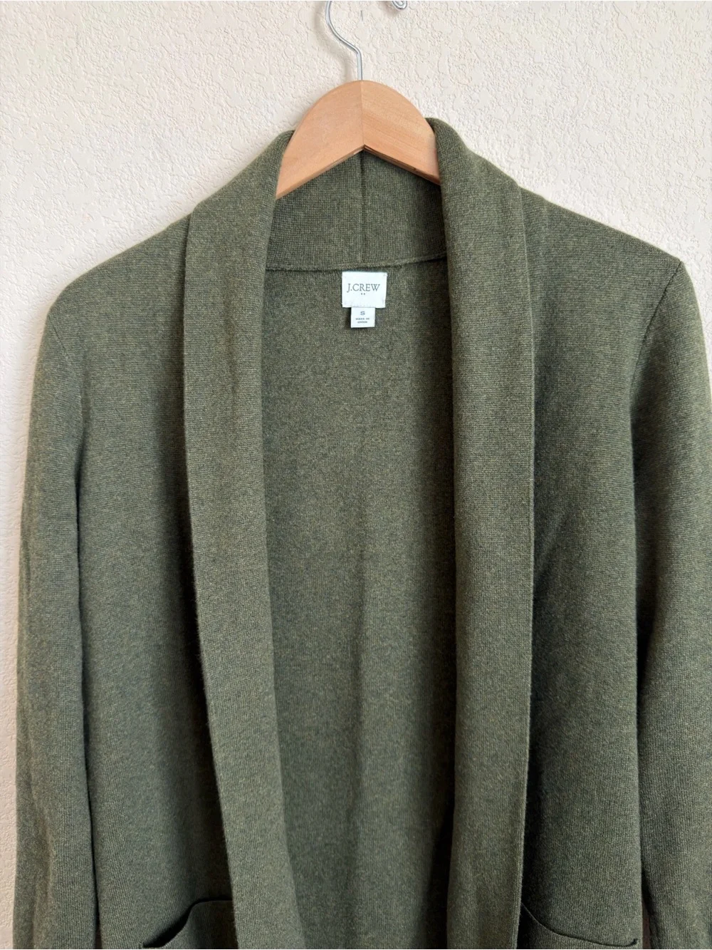 J.Crew Factory Chelsea Sweater Blazer S Academic Green Cotton Open Front Pockets